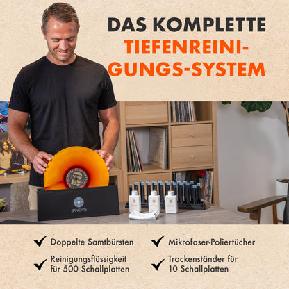 SPINCARE Schallplatten-Reinigungssystem mit Reinigungslösung, 500 LPs