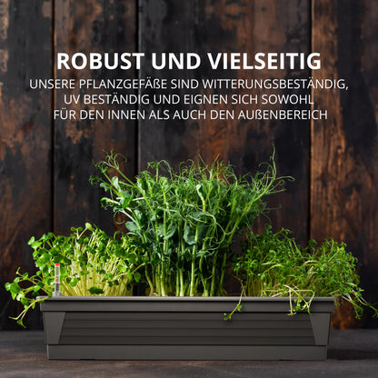 Plastard Blumenkasten Milano 3er Set, 60 cm, Anthrazit