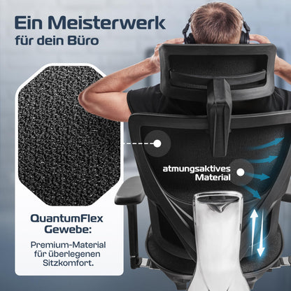 CLOUVOU MasterSeat Ergonomischer Bürostuhl Drehstuhl – 150 kg