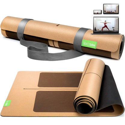 BACKLAXX ® Yogamatte Kork mit Naturkautschuk, mit heller Korkoberfläche. Für rutschfestes Yoga und Fitness.