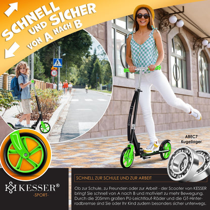 KESSER® Spider Kickscooter Klappbar Höhenverstellbar - Grün