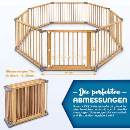 KIDUKU® Baby Laufgitter XXL klappbar 7.2m mit Tür, 8 Elemente