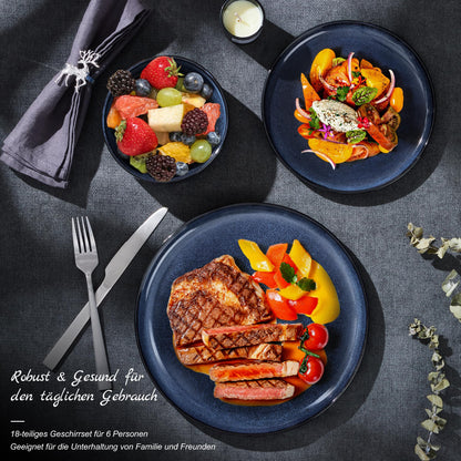 Homikit Geschirrset 18-tlg Steinzeug Tafelservice - Universum Blau