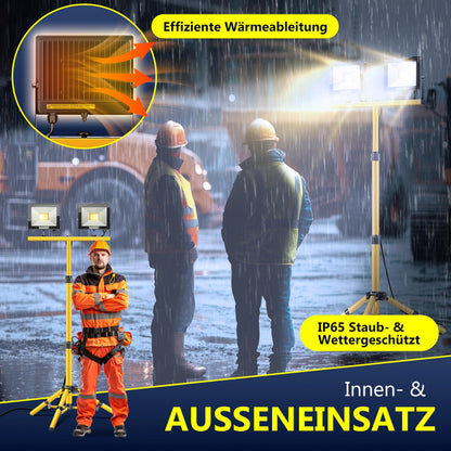 MASKO LED Baustrahler 2x50W mit Stativ und Fernbedienung IP65