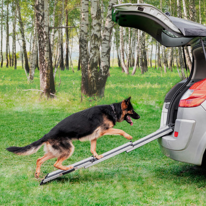 Hunderampe Auto Teleskop Klappbar Alu – Schwarz für grosse Hunde