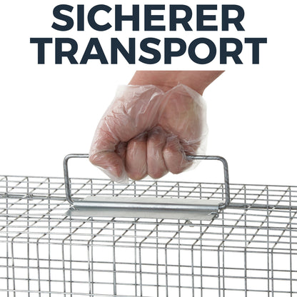 XXL Lebendfalle 150 cm für Fuchs, Waschbär, Marder – 2 Eingänge