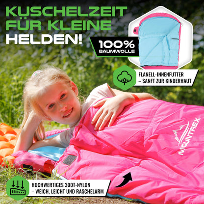 MOUNTREX Kinderschlafsack mit Baumwoll-Innenfutter, 175x70 cm