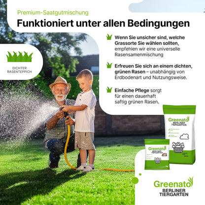 Greenato Berliner Tiergarten Rasensamen - 30 kg schnellkeimend für 1200 m²