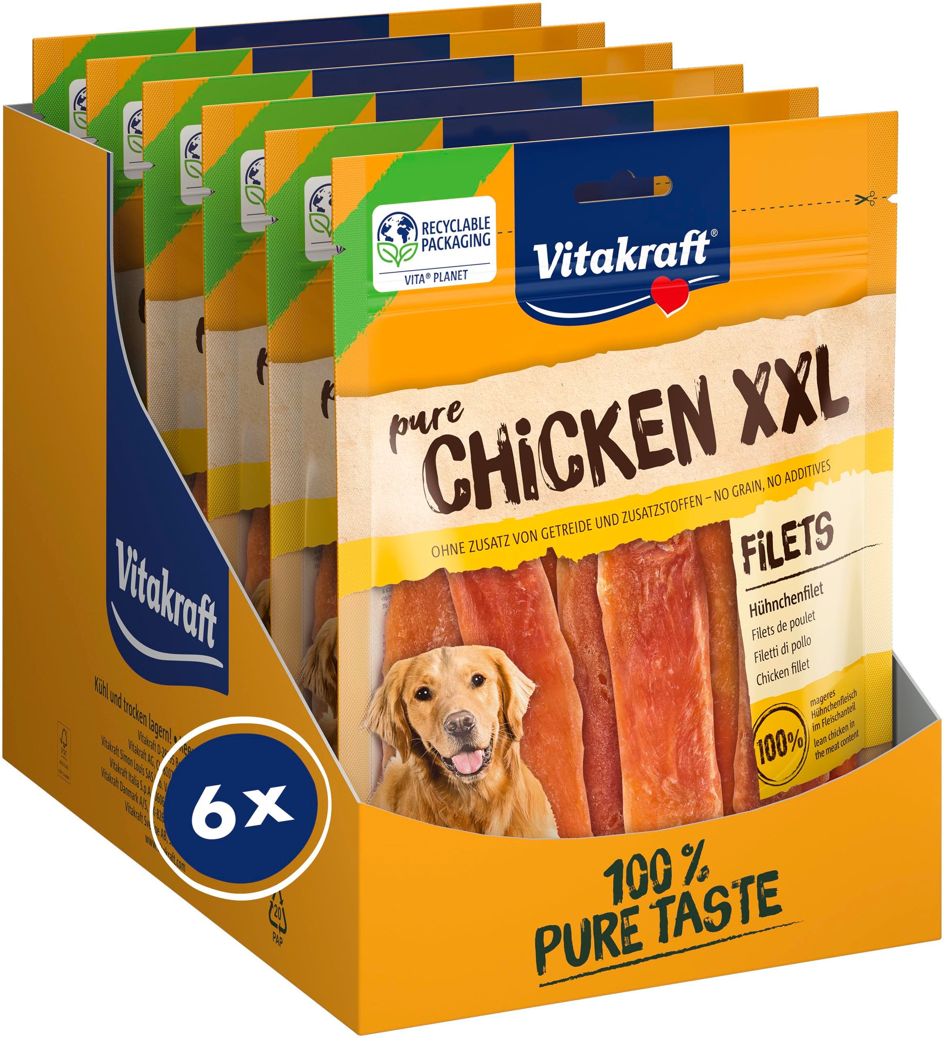 Vitakraft Pure Chicken XXL Filets Hundeleckerli, 6x 250 g