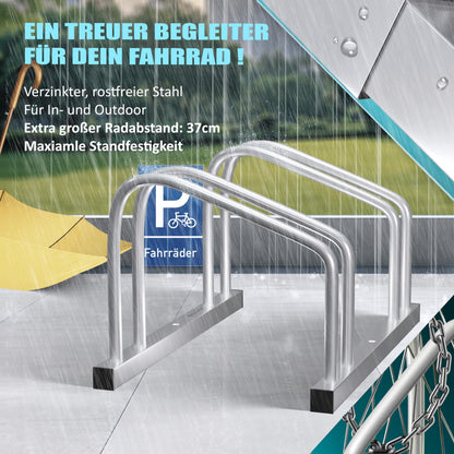 KESSER Fahrradständer für 6 Fahrräder, Boden-/Wandmontage, Silber