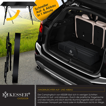 KESSER Campingtisch faltbar 120x70cm – Aluminium Schwarz