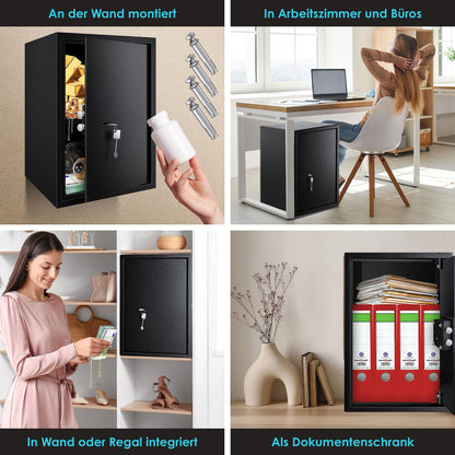 KESSER Möbeltresor Doppelbartschloss 50x35x31cm – Schwarz