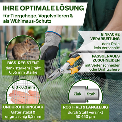 TTL GARDEN Drahtgitter feinmaschig verzinkt 6,3 mm Masche 10 x 1 m