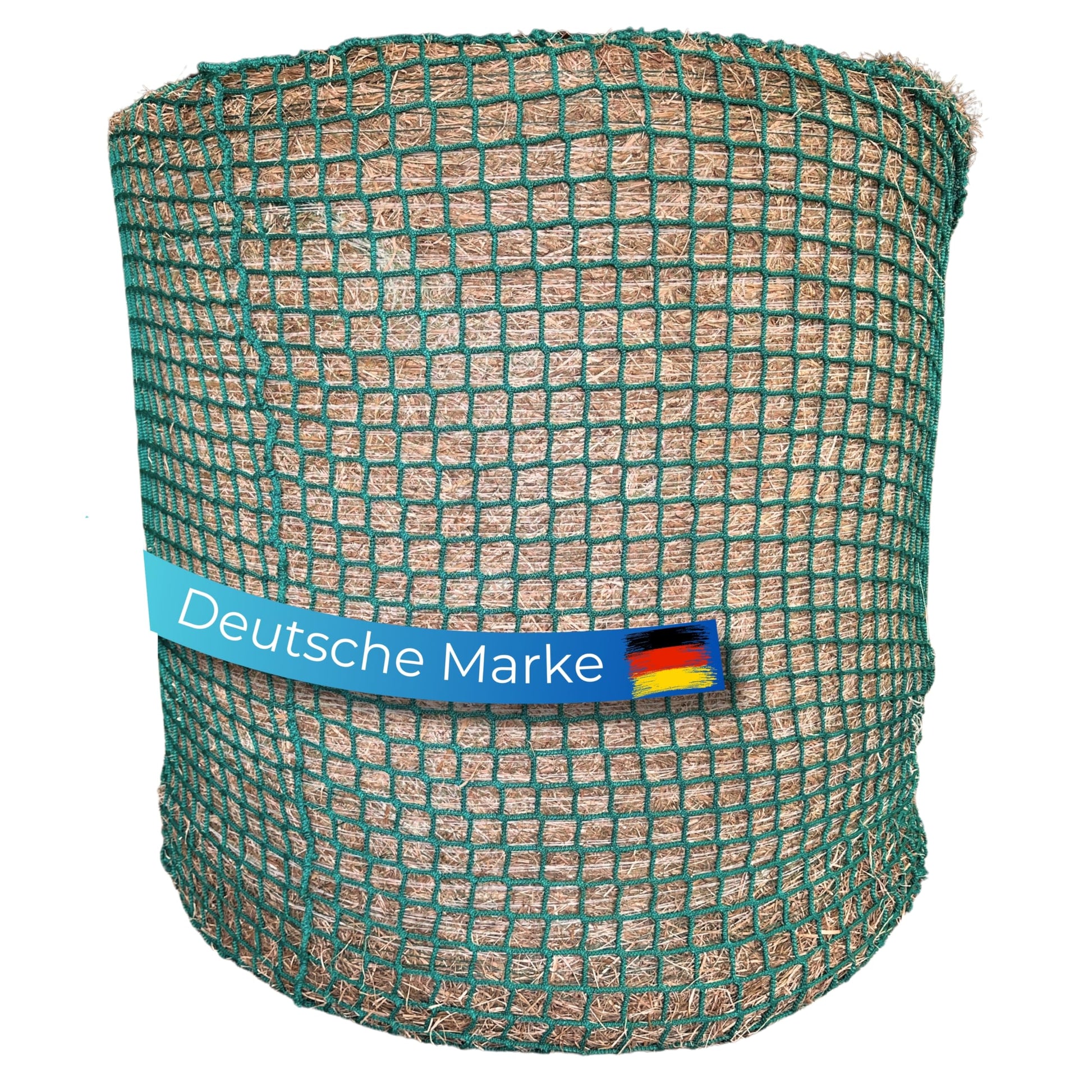 Flori's® Heunetz Rundballen engmaschig - ø150x150cm, 4.5cm. Verlangsamt Heuaufnahme und reduziert Futterverluste.