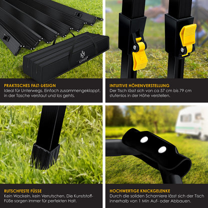 KESSER Campingtisch faltbar 120x70cm – Aluminium Schwarz