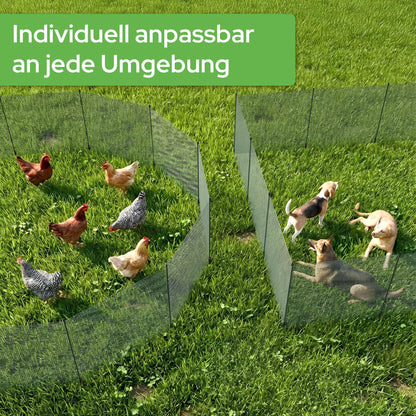 Arebos Begrenzungszaun 15 m, mobiler Gartenzaun mit 9 Pfosten