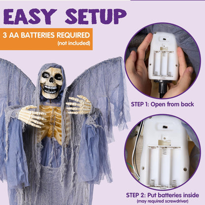 JOYIN Sensenmann Geist Halloween Deko - Animatronic mit Flügeln 160cm