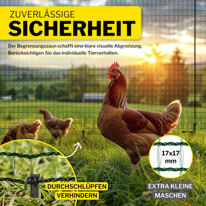 horizont Mobiler Hundezaun 25 m x 90 cm, 15 Pfähle, Garten & Camping