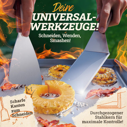 LIKAYA® Plancha Grillplatte Edelstahl - 30x40cm mit Spachtelset