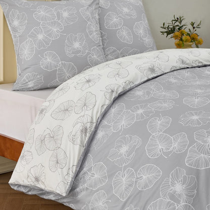 BEDSURE Bettwäsche 135x200 Baumwolle 4teilig Wendebettwäsche Grau