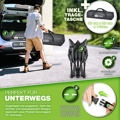 tillvex Campingbett klappbar – extra breit 280kg Tragetasche