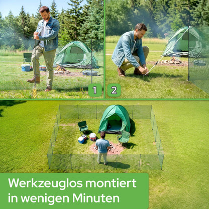 Arebos Begrenzungszaun 15 m, mobiler Gartenzaun mit 9 Pfosten
