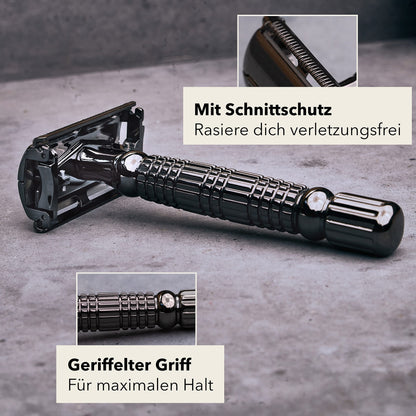 Störtebekker Premium Rasierset Herren – Rasierhobel Lederetui