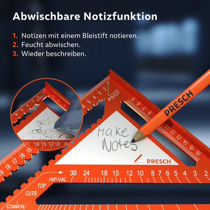Presch Zimmermannswinkel Set 180 mm & 300 mm aus Aluminium