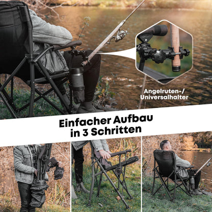 Naturkönig® Campingstuhl Faltbar Braun – Gross, bis 160 kg