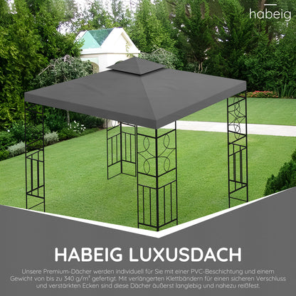 habeig Ersatzdach für Pavillon 3x3 m, PVC-beschichtet, anthrazit