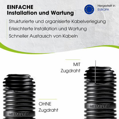 METEOFLEX Protect Leerrohr M25 25 m, HDPE-Wellrohr mit Zugdraht
