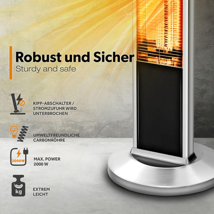 TRESKO Infrarot Stand-Heizstrahler 2000W - Fernbedienung