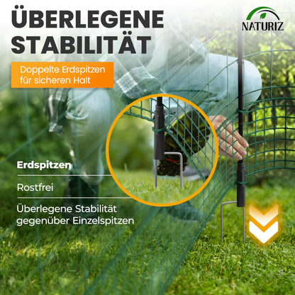NATURIZ Weidezaun 105x25m mobil ohne Strom extra hoch - Grün