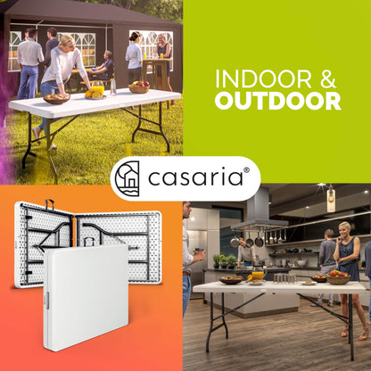Casaria Klappbarer Gartentisch Kunststoff Wetterfest 183x76cm Weiss