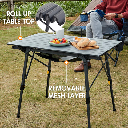 Portal Campingtisch faltbar Höhenverstellbar - 90x53cm Grau