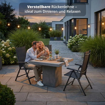 KHG Gartenstuhl Hochlehner Alu Klappstuhl, 8-fach verstellbar, grau