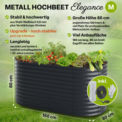 TTL GARDEN Elegance M Hochbeet Anthrazit – 160x80x80cm