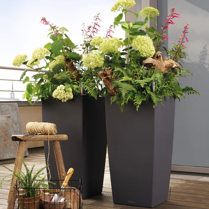 LECHUZA CUBICO Color 40 Blumenkübel mit Bewässerung - Schiefergrau