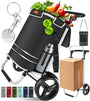 KESSER® Einkaufstrolley Faltbar 3in1 Treppensteiger – Schwarz. Faltbarer Treppensteiger-Trolley mit 3in1-Rädern erleichtert den Transport über Stufen.
