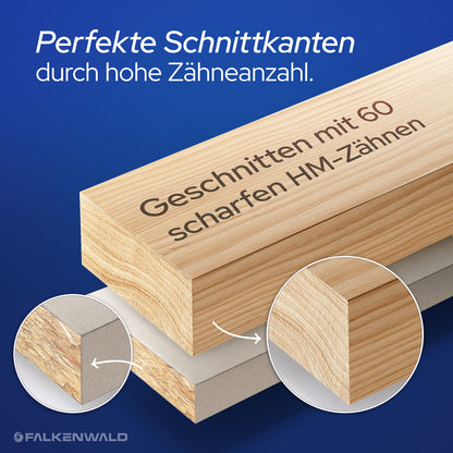 FALKENWALD Kappsägeblatt für Holz - HM 216x30 mm, 60 Zähne