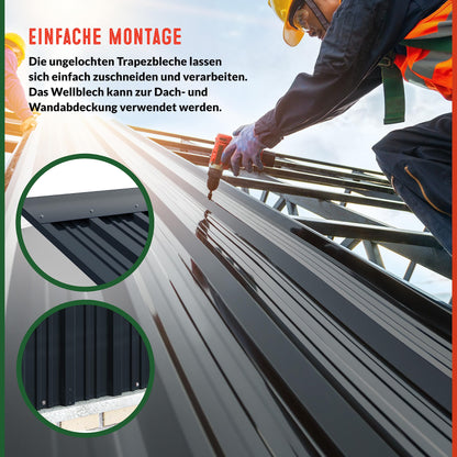 GARDEBRUK Trapezblech 7m² Dachblech Anthrazit – Verzinkt