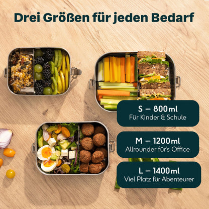 SILBERTHAL Brotdose Edelstahl Lunchbox mit Fächern – 3er Set