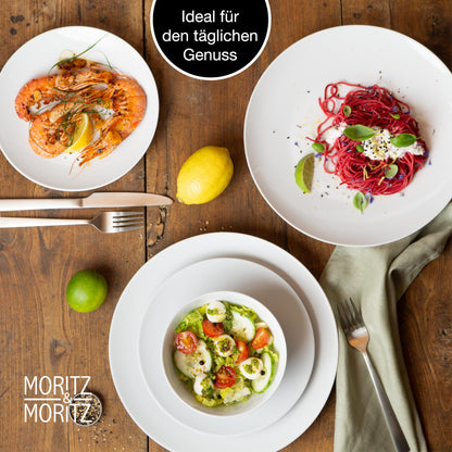 Moritz & Moritz BASIC 36-tlg. Geschirrset 12 Pers. Porzellan Weiss