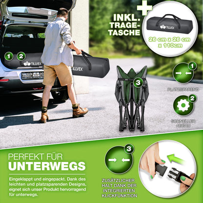 tillvex Campingbett klappbar, Feldbett bis 280 kg mit Tragetasche