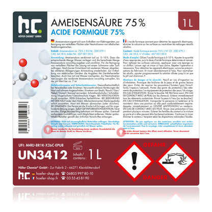Höfer Chemie Ameisensäure 75% Starker Entkalker Reiniger – 15x1L