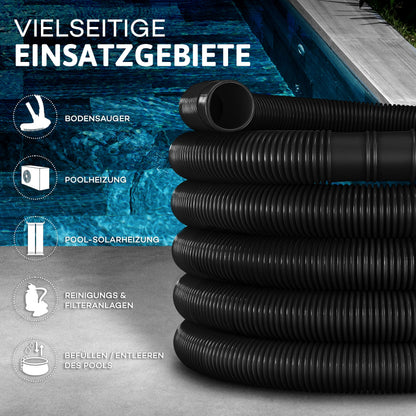 tillvex Poolschlauch Solarschlauch mit Muffen, 20 m, Ø 38 mm, schwarz