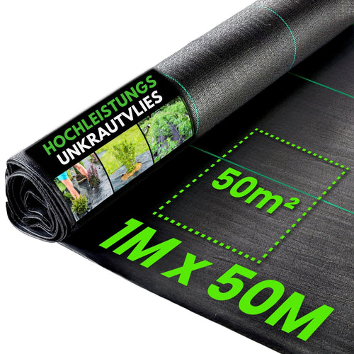 Green Thumbz Unkrautvlies Extra Stark 1x50 m wasserdurchlässig, gefaltetes Polypropylen-Gewebe