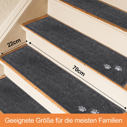 BEQHAUSE Stufenmatten rutschfest – 15er Set, dunkelgrau, 22x70cm