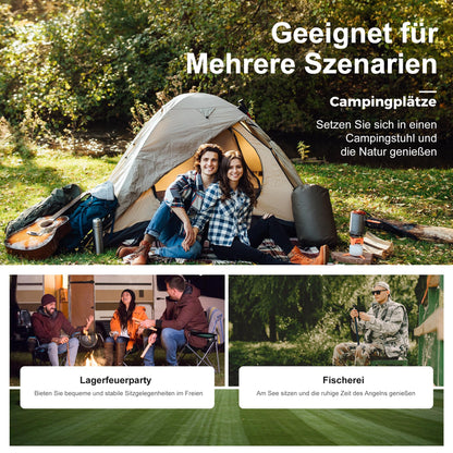 LET'S CAMP Campingstuhl 2er-Set, klappbar, bis 120 kg, Schwarz