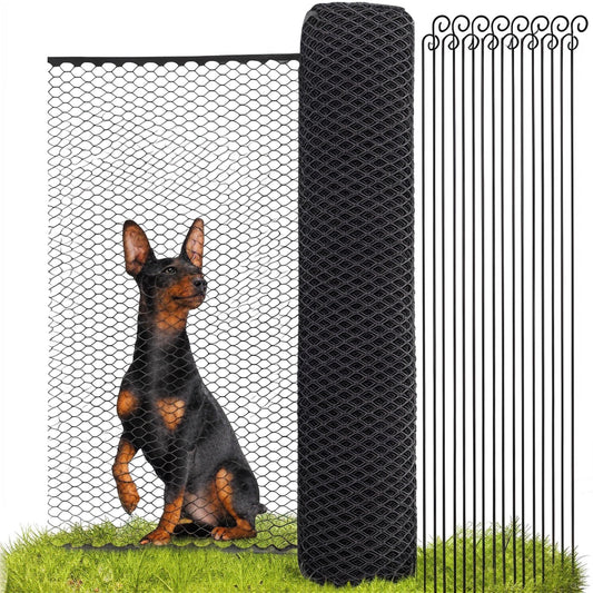 SELFmania Hundezaun Komplettset – 25m 90cm Schwarz. Schwarzer Maschendrahtzaun, 25m x 90cm. Begrenzt Hundebereiche.